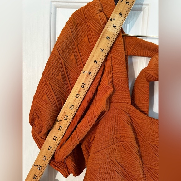 FREE PEOPLE Babydoll SUNSET Sz Large Back Cut Out Bow PUFF Sleeves A-line Dress - Picture 13 of 16